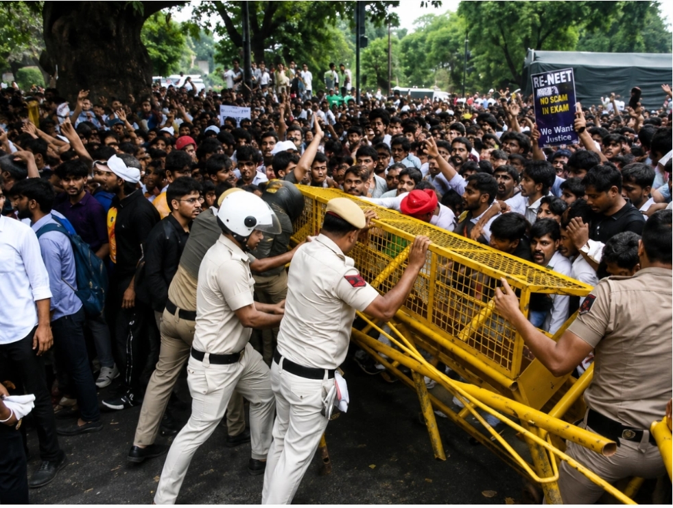 ব্যারিকেড ভেঙে পার্লামেন্ট অভিমুখে বিক্ষোভকারীরা