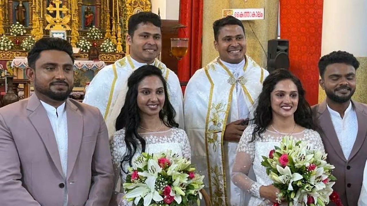 কেরালায়ে বিরল বিয়ে: যমজ ভাইয়ের সঙ্গে যমজ বোনের বিয়ে দিলেন যমজ যাজক